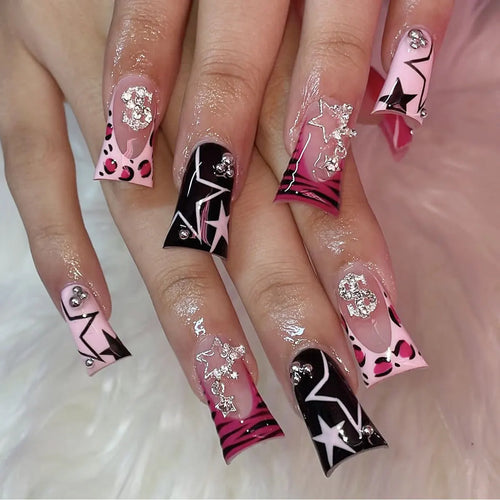  Y2K Black French Fake Nails cashymart