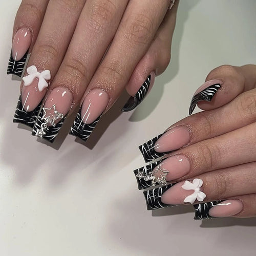  Y2K Black French Fake Nails cashymart