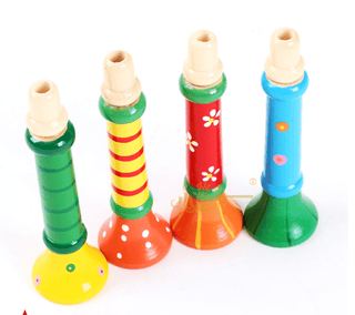  Brightly Colored Wooden Baby Trumpet - Educational Musical Toy cashymart