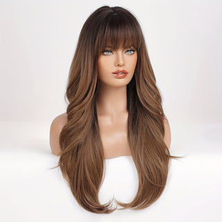  Ombre Curly Wavy Wig with Bangs cashymart