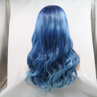  Long Curly Blue Front Lace Wig cashymart