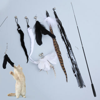  Feathered Telescopic Cat Toy Set cashymart