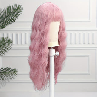  Chic 21-Inch Pink Wavy Synthetic Wig cashymart