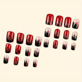  Flame-Kissed Red Press-On Nails cashymart