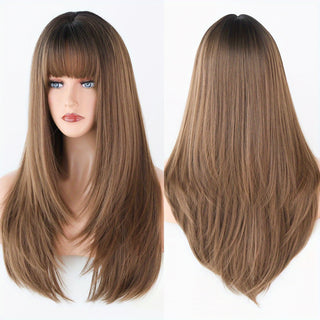  Elegant Brown Bangs Wig cashymart