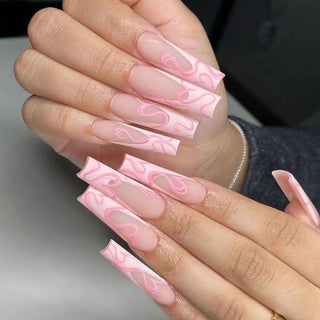  Heart Stripe Fake Nails cashymart