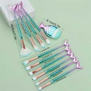  Mermaid Magic 11-Piece Colorful Makeup Brush Set cashymart