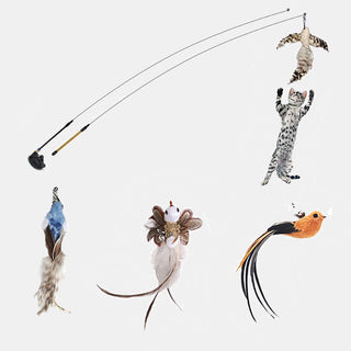  Interactive Feather Pole Toy for Cats cashymart