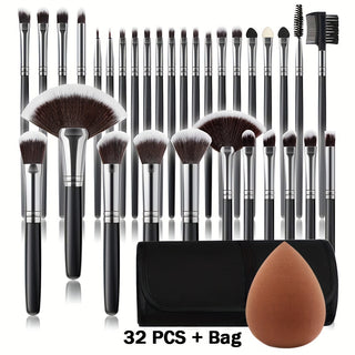  32-Piece Hypoallergenic Wooden Handle Brush Set cashymart