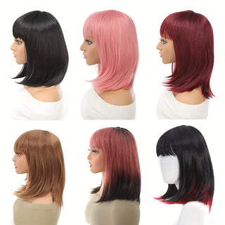  Wine Red Bangs Bob Wig cashymart