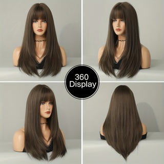  Elegant Brown Bangs Wig cashymart