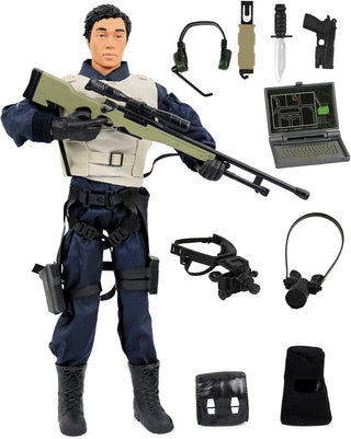 Police Force Sniper 12" Inch Action Figure Play Set with Accessories.,Multicolor