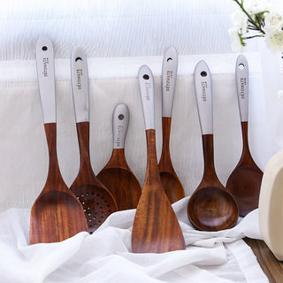  Colorful Teak Lacquer Kitchen Utensils Set cashymart