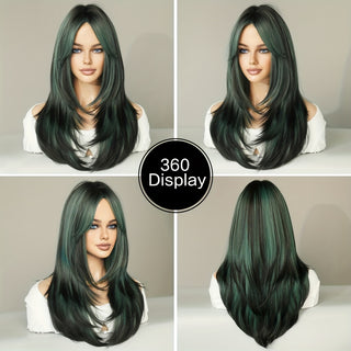  Long Wavy Dark Green Wig - Perfect for Festivals & Daily Glam! cashymart