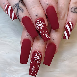  Red & White Press-On Nails Set cashymart