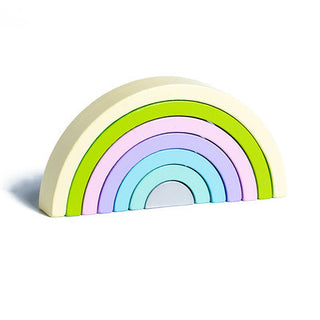  Rainbow Silicone Building Blocks for Early Education cashymart