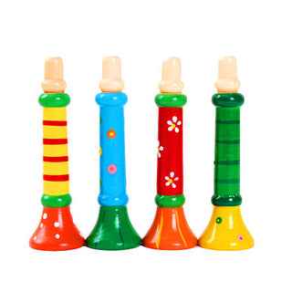  Brightly Colored Wooden Baby Trumpet - Educational Musical Toy cashymart