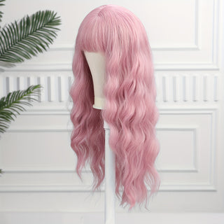  Chic 21-Inch Pink Wavy Synthetic Wig cashymart