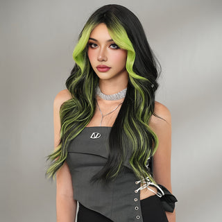  NAMM Glamorous Black & Green Highlight Wig cashymart