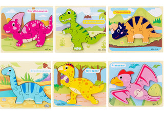  Wooden Dinosaur 3D Puzzle Jigsaw Set for Kids cashymart