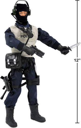 Police Force Sniper 12" Inch Action Figure Play Set with Accessories.,Multicolor