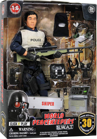 Police Force Sniper 12" Inch Action Figure Play Set with Accessories.,Multicolor