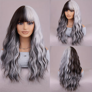  Anime Glam: Stunning Black to Grey Ombre Wavy Wig cashymart