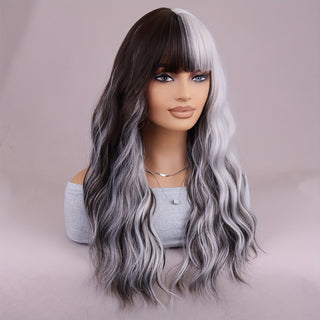  Anime Glam: Stunning Black to Grey Ombre Wavy Wig cashymart