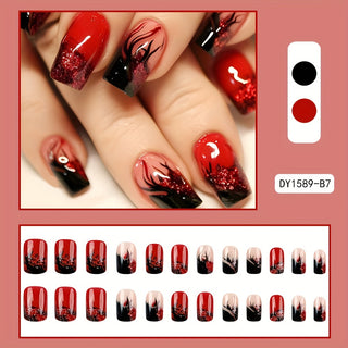  Flame-Kissed Red Press-On Nails cashymart