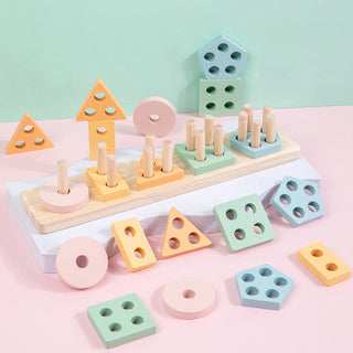  Montessori Geometric Shape Wooden Educational Toy Set for Children cashymart