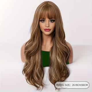  Elegant 26" Brown Wavy Wig cashymart