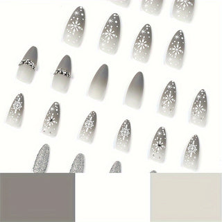  Snowflake & Rhinestone Press-On Nails cashymart