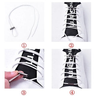 Elastic No-Tie Shoelaces with Metal Lock for Kids and Adults - Quick and Convenient Lace Solution for Sneakers