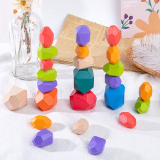  Colorful Wooden Stacking Stones Educational Jenga Toy Set cashymart