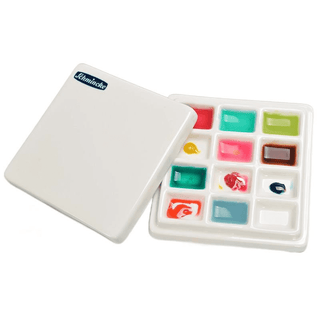  Porcelain 12-Segment Square Paint Palette Box cashymart