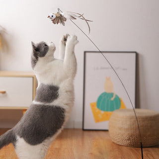  Interactive Feather Pole Toy for Cats cashymart