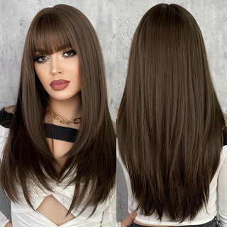  Elegant Brown Bangs Wig cashymart