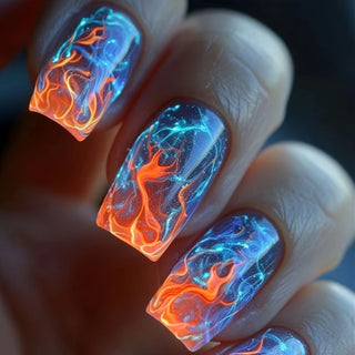  Flame Design Press-On Nails cashymart