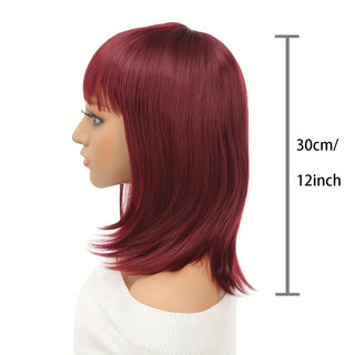  Wine Red Bangs Bob Wig cashymart