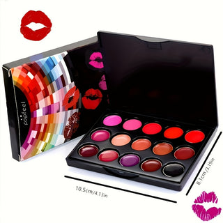  Lip Luxe 15-Color Waterproof Lipstick Palette cashymart