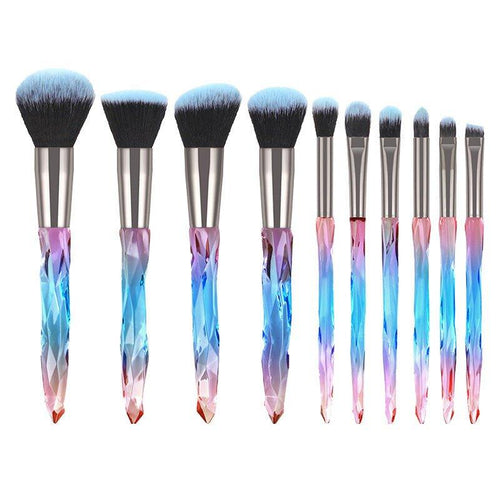  Glamorous 10-Piece Soft Hair Makeup Brush Set with Rhinestone Handles cashymart