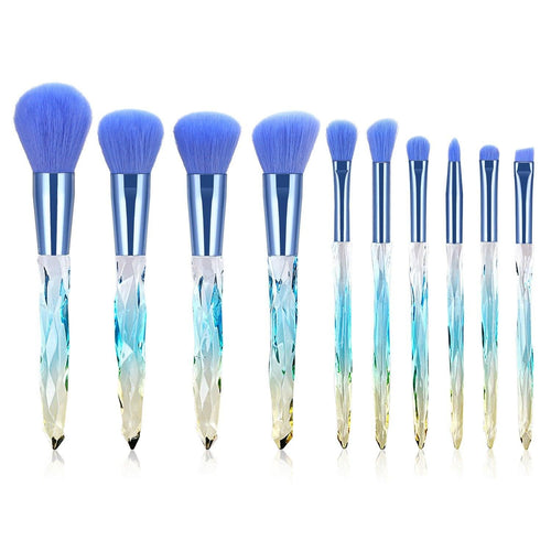  Glamorous 10-Piece Soft Hair Makeup Brush Set with Rhinestone Handles cashymart