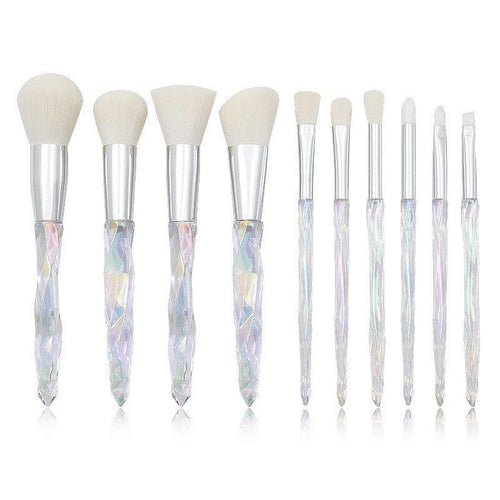  Glamorous 10-Piece Soft Hair Makeup Brush Set with Rhinestone Handles cashymart