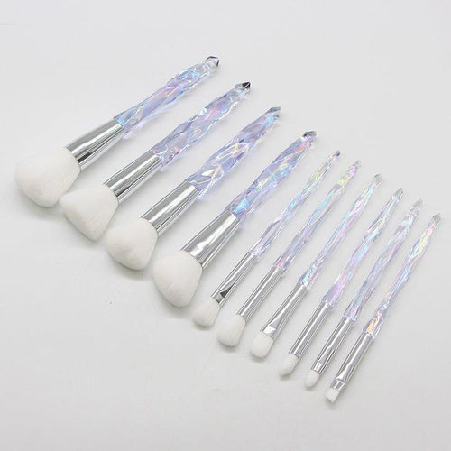  Glamorous 10-Piece Soft Hair Makeup Brush Set with Rhinestone Handles cashymart