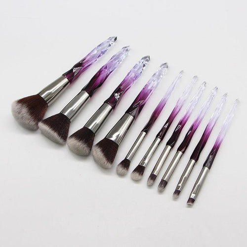  Glamorous 10-Piece Soft Hair Makeup Brush Set with Rhinestone Handles cashymart