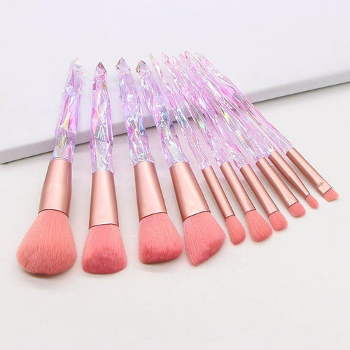  Glamorous 10-Piece Soft Hair Makeup Brush Set with Rhinestone Handles cashymart