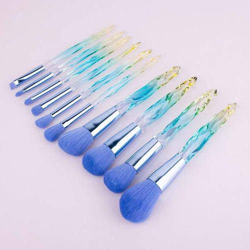  Glamorous 10-Piece Soft Hair Makeup Brush Set with Rhinestone Handles cashymart