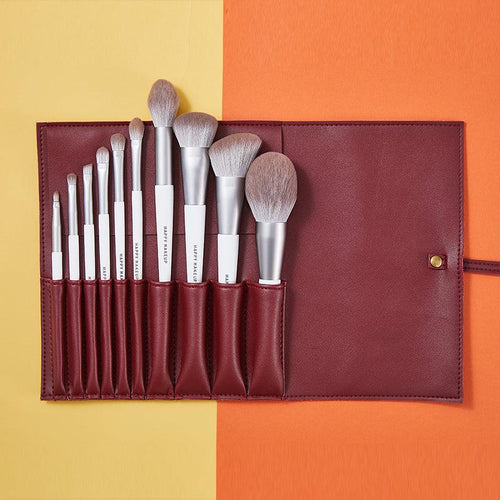  GlamourGlow 10-Piece Luxury Makeup Brush Set with Chic Case cashymart