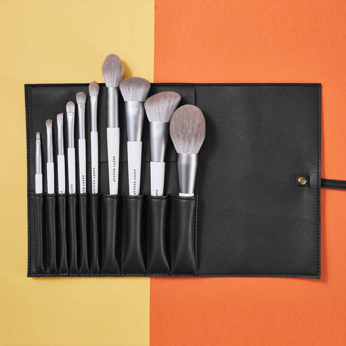 GlamourGlow 10-Piece Luxury Makeup Brush Set with Chic Case cashymart