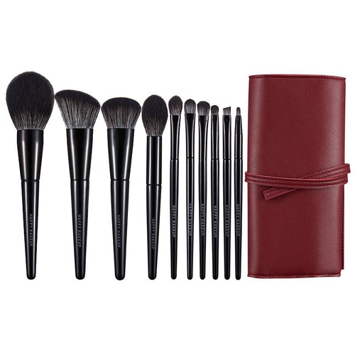  GlamourGlow 10-Piece Luxury Makeup Brush Set with Chic Case cashymart